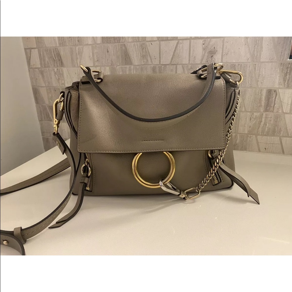 CHLOE Calfskin Faye Day Shoulder Bag Motty Grey